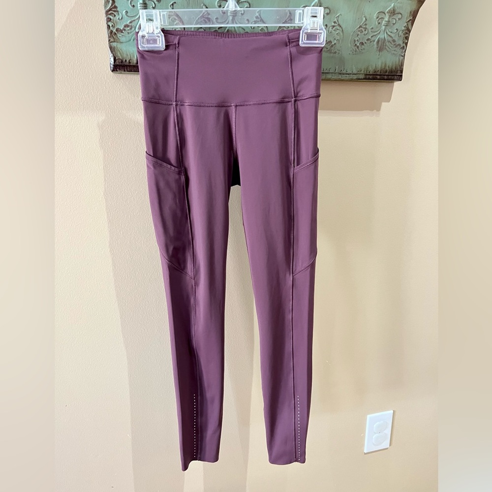 lululemon athletica, plum Fast and Free Leggings w Pockets, US Women's 4